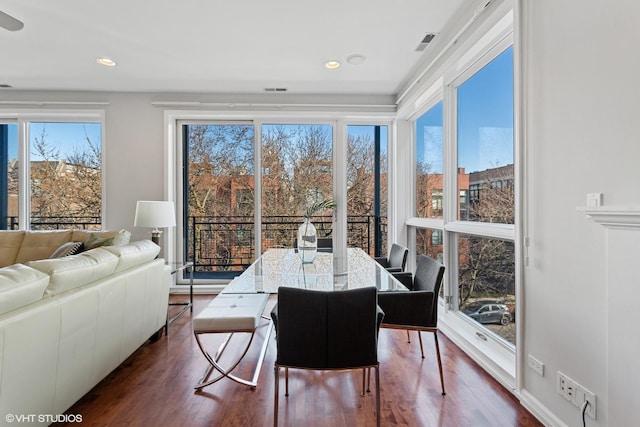 2315 W Wabansia Ave Unit 3Ne, Chicago, IL 60647 - dining area with dark wood-style flooring and recessed lighting