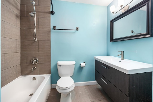 5515 Lakeside Dr Unit 1D, Lisle, IL 60532 - bathroom with vanity, toilet, baseboards, shower / tub combination, and tile patterned floors