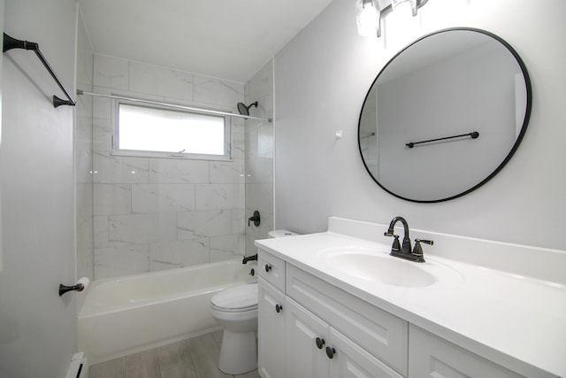 6231 W 127th Pl, Palos Heights, IL 60463 - bathroom featuring vanity, shower / bath combination, and a baseboard heating unit