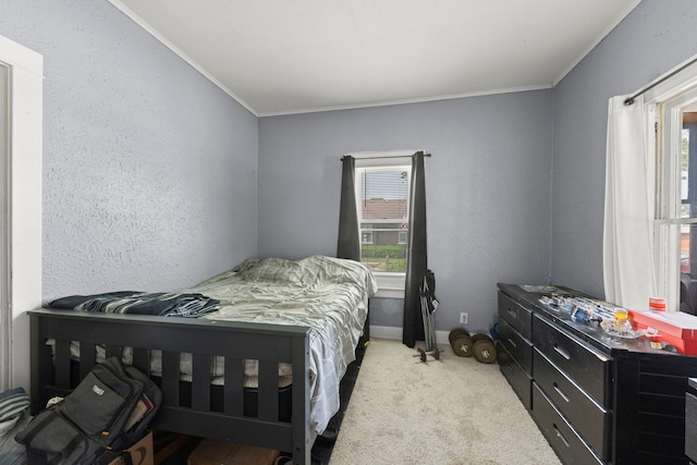 1207 Oakland Ave, Joliet, IL 60435 - carpeted bedroom with crown molding and a textured wall