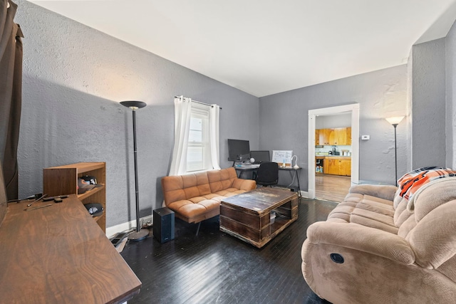 1207 Oakland Ave, Joliet, IL 60435 - living area featuring wood finished floors, a textured wall, and an office area