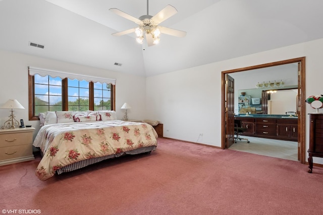 17935 Pheasant Lake Dr, Tinley Park, IL 60487 - bedroom with carpet, baseboards, ceiling fan, and high vaulted ceiling