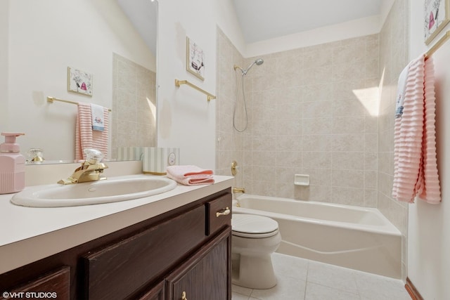 17935 Pheasant Lake Dr, Tinley Park, IL 60487 - bathroom with vanity, toilet, shower / washtub combination, and tile patterned flooring