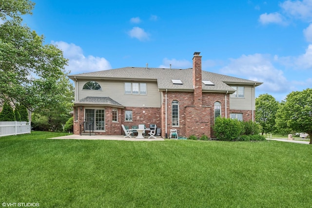 17935 Pheasant Lake Dr, Tinley Park, IL 60487 - back of house with a chimney, brick siding, a patio area, and roof with shingles