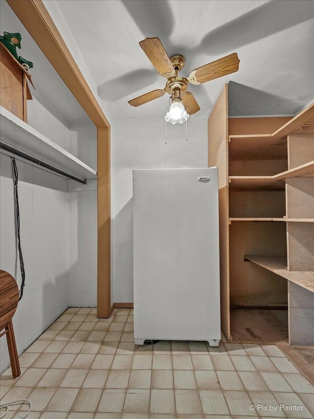 1434 Somerset Ln, Schaumburg, IL 60193 - unfurnished bedroom featuring freestanding refrigerator and ceiling fan