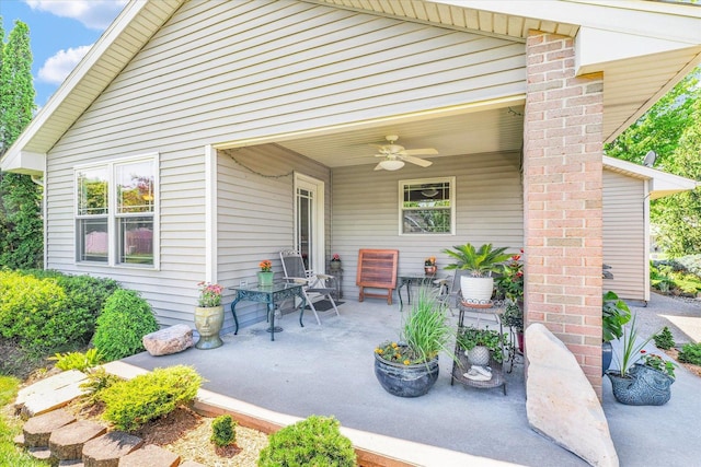 206 Wilsey Ln, Sidney, IL 61877 - view of patio featuring ceiling fan