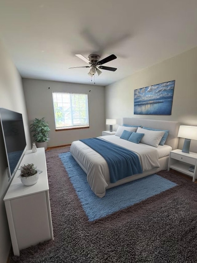 916 Bluegrass Ln, Plano, IL 60545 - carpeted bedroom with a ceiling fan