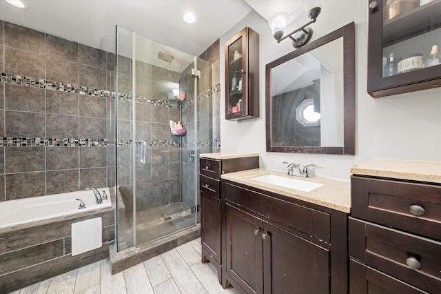 6315 W 83rd Pl, Burbank, IL 60459 - full bathroom with a shower stall, vanity, a garden tub, and recessed lighting