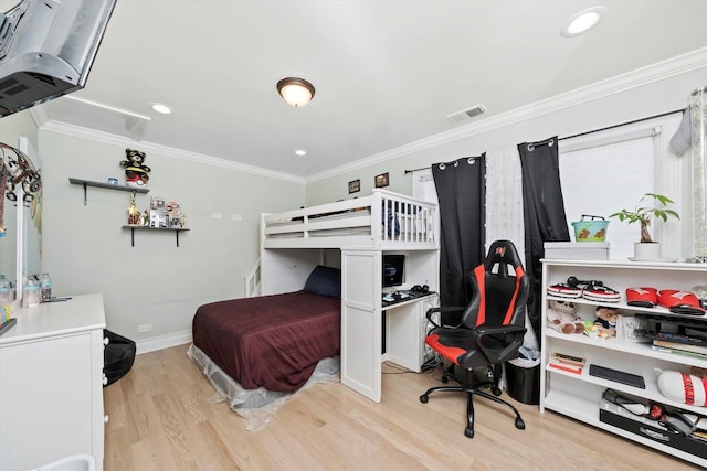 6315 W 83rd Pl, Burbank, IL 60459 - bedroom with crown molding, light wood-style floors, and recessed lighting