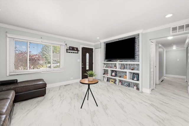6315 W 83rd Pl, Burbank, IL 60459 - living area featuring ornamental molding and marble finish flooring