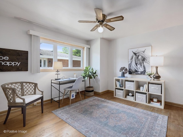 941 Meadowcrest Rd, La Grange Park, IL 60526 - sitting room with ceiling fan, wood finished floors, and baseboards