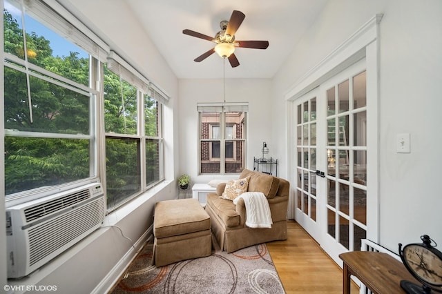 1055 E Hyde Park Blvd Unit 3, Chicago, IL 60615 - sunroom with french doors, wood finished floors, and cooling unit