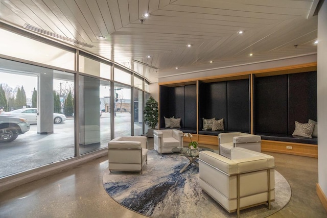 50 E 16th St Unit 1206, Chicago, IL 60616 - common area featuring wooden ceiling, expansive windows, and recessed lighting