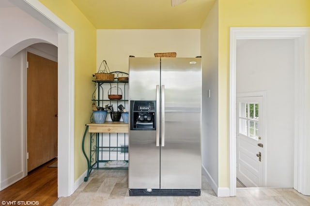 624 N Lombard Ave, Oak Park, IL 60302 - kitchen featuring stainless steel fridge and arched walkways