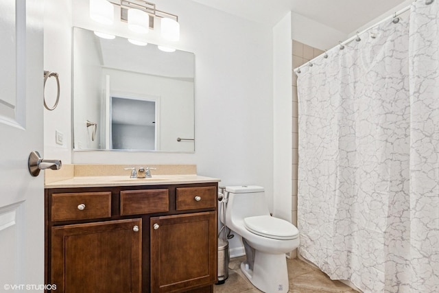 10596 W 154th Pl, Orland Park, IL 60462 - bathroom featuring vanity, toilet, tile patterned flooring, and curtained shower