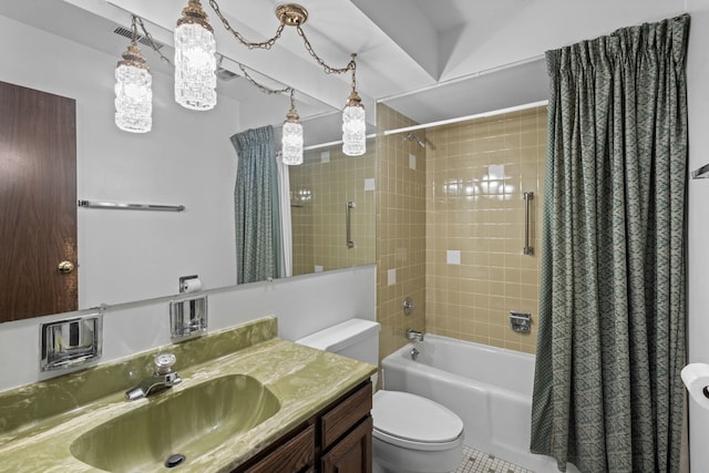 1717 W Crystal Ln Unit 310, Mount Prospect, IL 60056 - full bathroom featuring toilet, vanity, shower / bath combination with curtain, and tile patterned floors