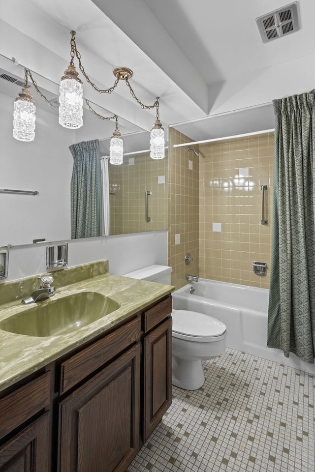 1717 W Crystal Ln Unit 310, Mount Prospect, IL 60056 - full bath featuring vanity, shower / tub combo, toilet, and tile patterned floors