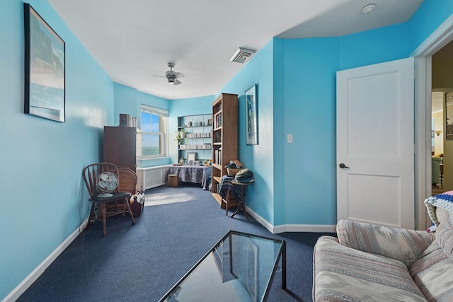 5555 N Sheridan Rd Unit 1906, Chicago, IL 60640 - sitting room featuring a ceiling fan, baseboards, and carpet
