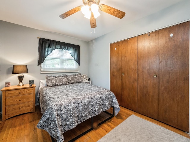 521 Harvard Ln, Hoffman Estates, IL 60169 - bedroom featuring a closet, wood finished floors, and a ceiling fan