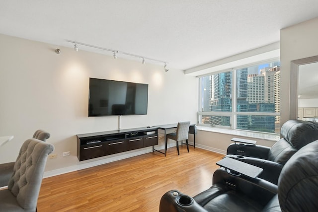 512 N Mcclurg Ct Unit 1009, Chicago, IL 60611 - living area featuring track lighting, light wood-style floors, and baseboards