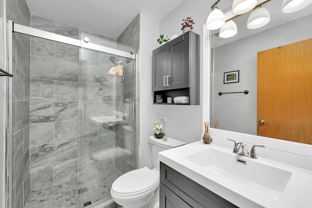 117 Andrew Taras Ct Unit B1, Joliet, IL 60435 - bathroom with toilet, vanity, and a shower stall