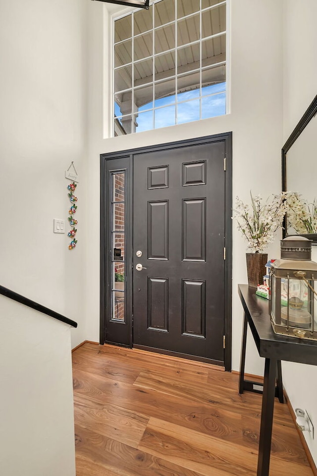 117 Andrew Taras Ct Unit B1, Joliet, IL 60435 - foyer entrance featuring a high ceiling and wood finished floors