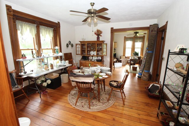 5250 Harvey Rd, Caledonia, IL 61011 - dining room with ceiling fan and light wood-style flooring