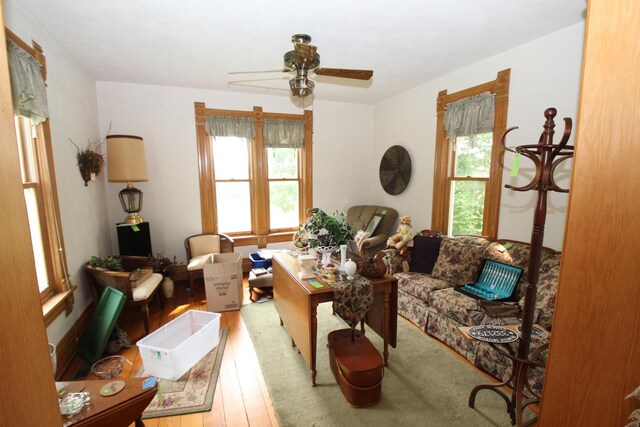 5250 Harvey Rd, Caledonia, IL 61011 - living room with a ceiling fan and wood finished floors
