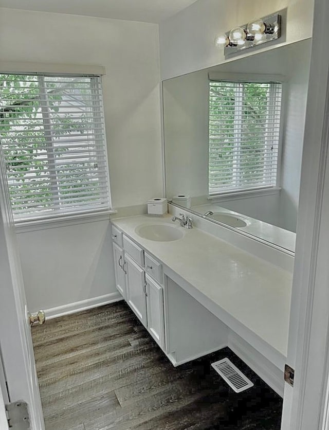 34165 N Goldenrod Rd, Round Lake, IL 60073 - bathroom featuring vanity, wood finished floors, and baseboards