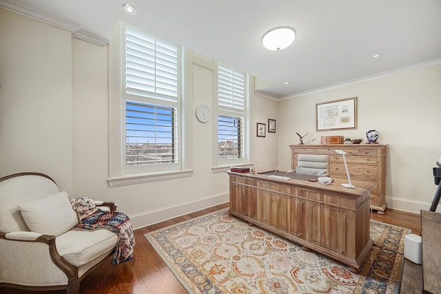 201 Reber St Unit 6, Wheaton, IL 60187 - home office with ornamental molding, light wood finished floors, and recessed lighting
