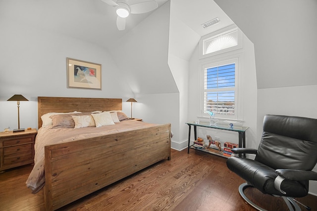 201 Reber St Unit 6, Wheaton, IL 60187 - bedroom with vaulted ceiling, wood finished floors, and a ceiling fan