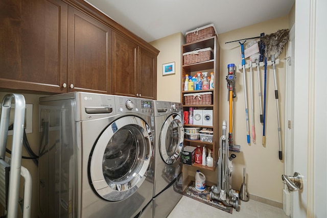 201 Reber St Unit 6, Wheaton, IL 60187 - washroom with cabinet space, separate washer and dryer, and tile patterned floors