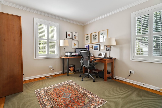 674 Foxdale Ave, Winnetka, IL 60093 - office space with crown molding and wood finished floors