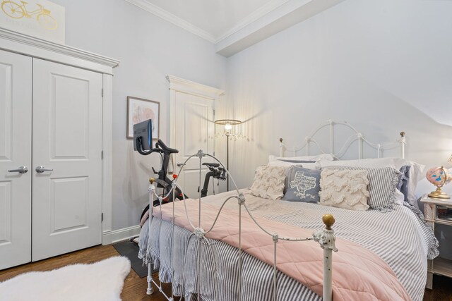 663 W Wellington Ave Unit 1, Chicago, IL 60657 - bedroom featuring ornamental molding, wood finished floors, baseboards, and a closet