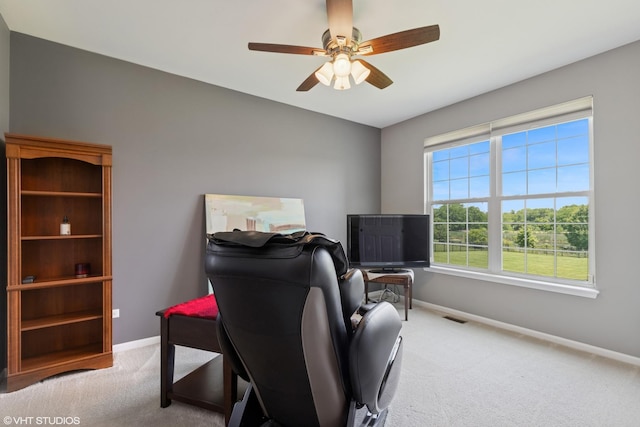 2621 Hastings Ct, Gurnee, IL 60031 - office area with baseboards, carpet floors, and a ceiling fan