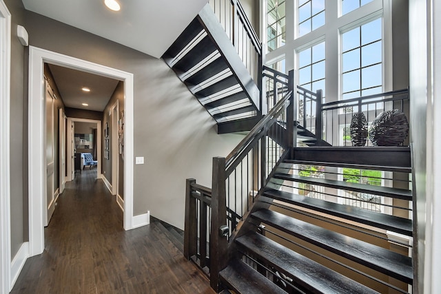 1308 N Wright St, Naperville, IL 60563 - stairs with wood finished floors and recessed lighting