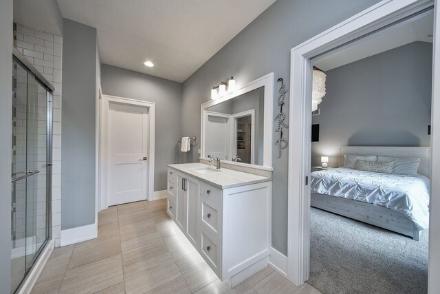 1308 N Wright St, Naperville, IL 60563 - ensuite bathroom featuring a stall shower, vanity, and recessed lighting