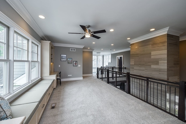 1308 N Wright St, Naperville, IL 60563 - corridor featuring ornamental molding, recessed lighting, and light carpet