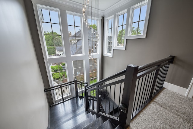 1308 N Wright St, Naperville, IL 60563 - stairs with ornamental molding and wood finished floors