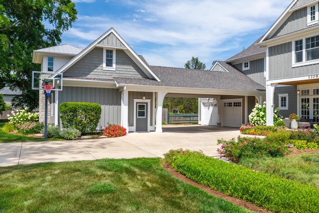1308 N Wright St, Naperville, IL 60563 - craftsman inspired home with driveway, board and batten siding, a garage, and a shingled roof