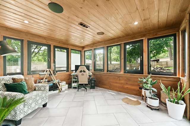 3N544 Bittersweet Rd, Saint Charles, IL 60175 - sunroom / solarium with wood ceiling, wooden walls, and recessed lighting