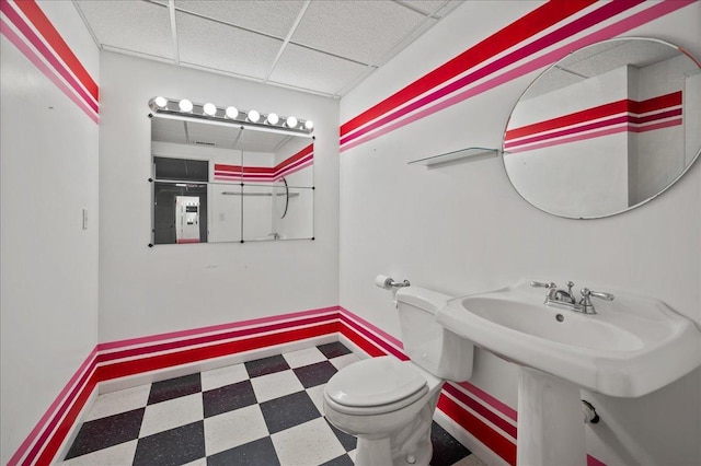 249 Spring Ct, North Aurora, IL 60542 - bathroom with tile patterned floors and a drop ceiling