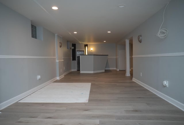 480 E 163rd St, South Holland, IL 60473 - unfurnished living room featuring baseboards, wood finished floors, and recessed lighting