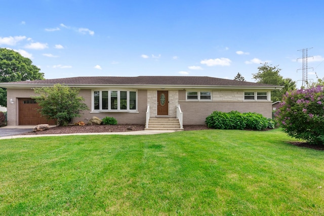 11111 Doogan Ave, Willow Springs, IL 60480 - ranch-style house with a garage, a front lawn, and driveway