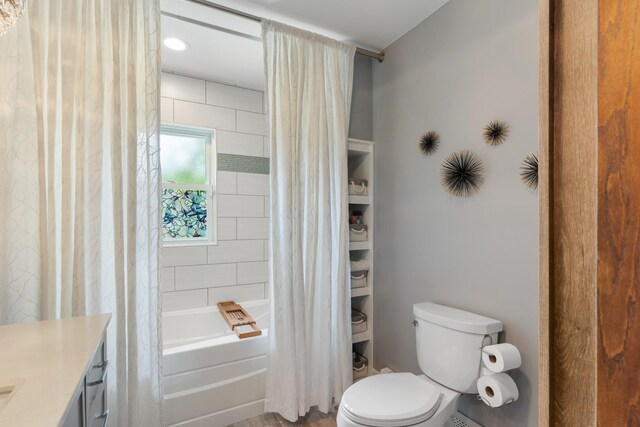 11111 Doogan Ave, Willow Springs, IL 60480 - bathroom with toilet, shower / bathtub combination with curtain, and vanity
