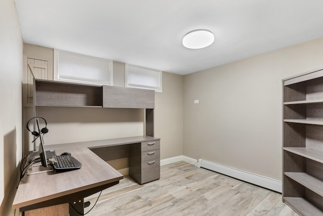 11111 Doogan Ave, Willow Springs, IL 60480 - office area featuring light wood-style flooring, a baseboard radiator, and baseboards