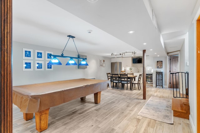 11111 Doogan Ave, Willow Springs, IL 60480 - rec room featuring light wood-style floors, billiards, and recessed lighting