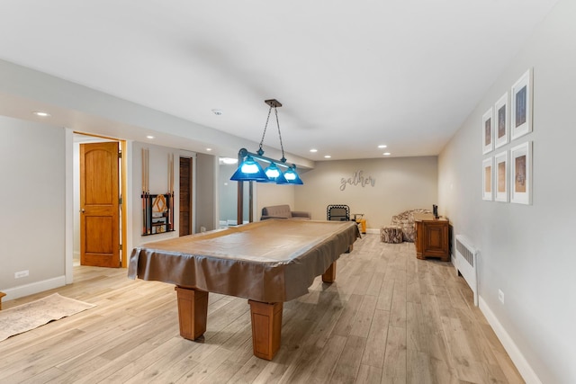 11111 Doogan Ave, Willow Springs, IL 60480 - game room with radiator, light wood-type flooring, recessed lighting, baseboards, and pool table