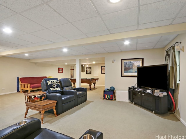 275 Surrey Ln, Barrington, IL 60010 - carpeted living area with pool table and recessed lighting