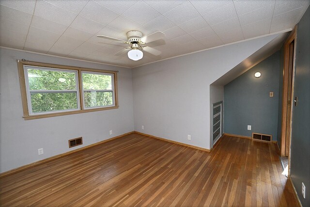 610 E Main St, Ottawa, IL 61350 - spare room with hardwood / wood-style floors, ceiling fan, and baseboards